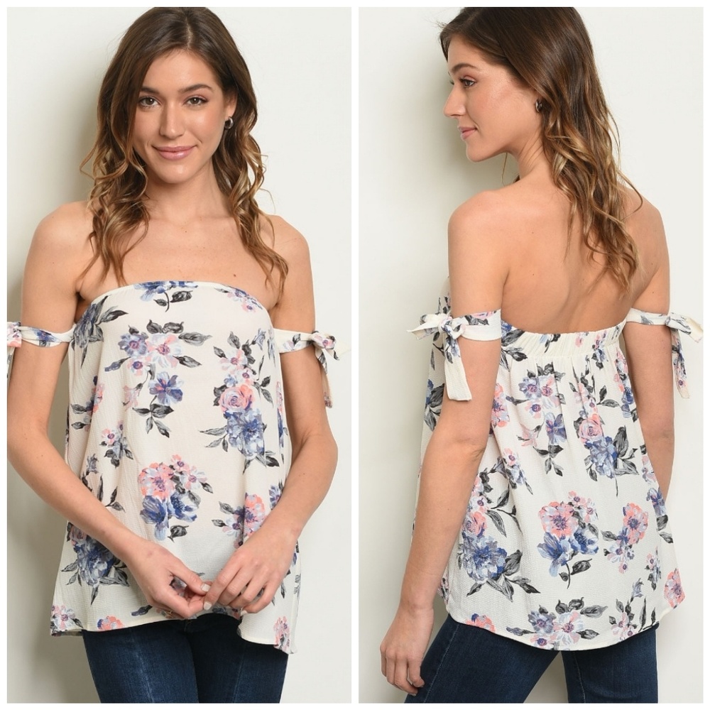 🆕️ Lightweight floral top with tie sleeves